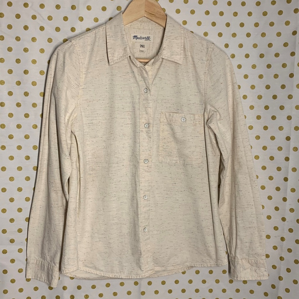 Madewell Confetti flecked cream long sleeve shirt